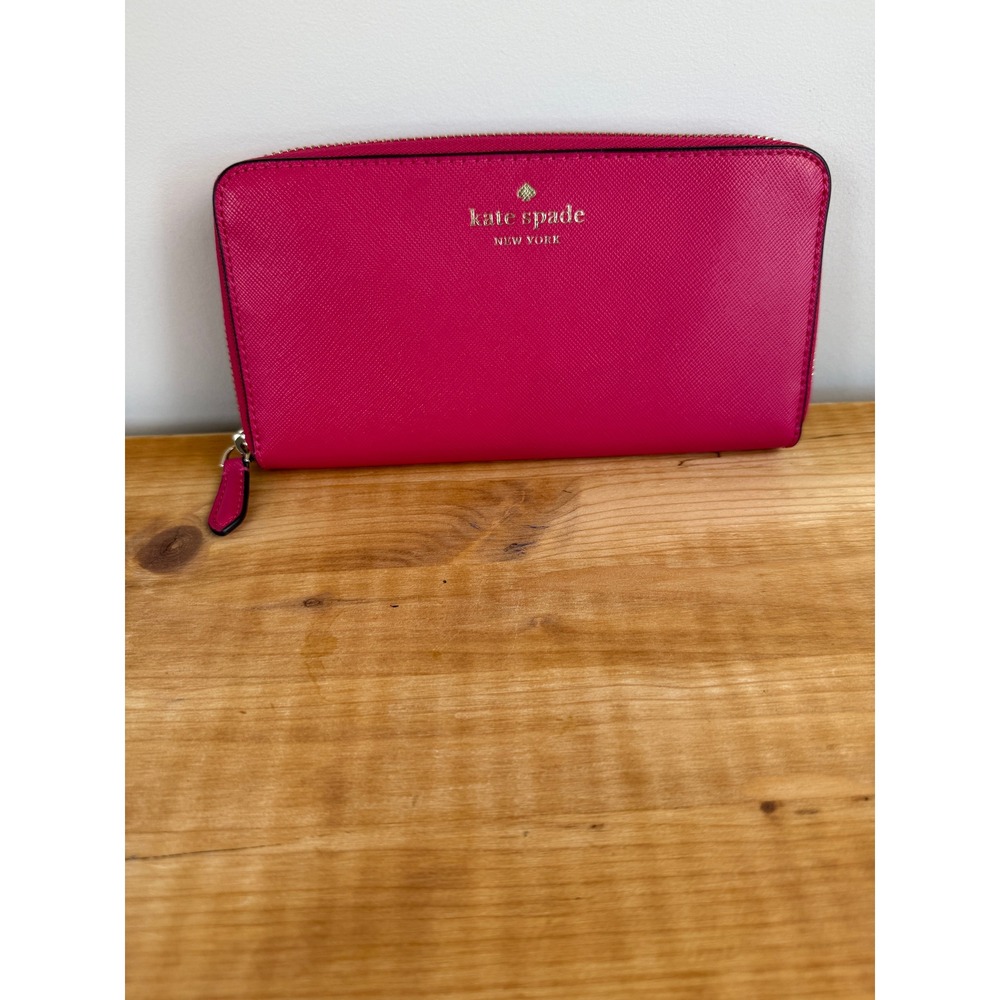 Kate Spade Brynn Continental Pink Saffiano Leather Zip with Gold Tone Hardware